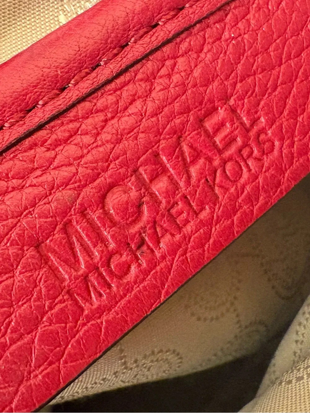 Michael Kors Red and Black Leather Drawstring Shoulder Bag